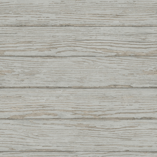 Chesapeake Rehoboth Grey Distressed Wood Wallpaper Sanibel Covers about 56.4 square feet United States Prepasted 20.5-in repeat, straight match 20.5-in by 33-ft long roll - My Fabric Connection -