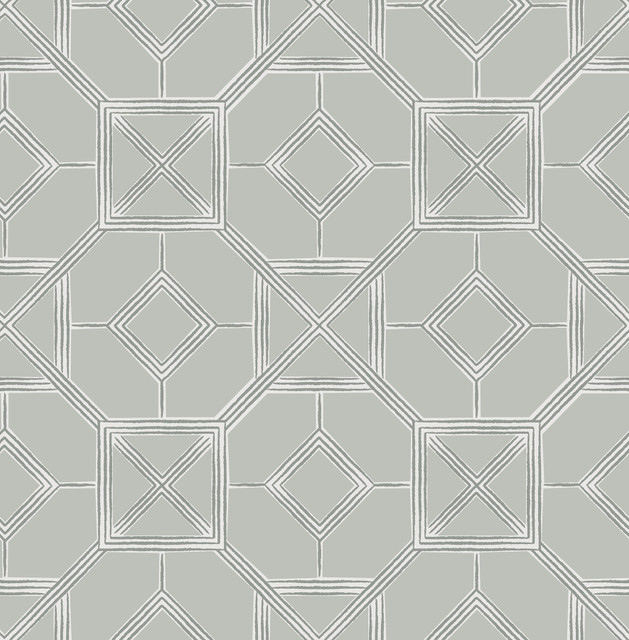 A-Street Prints Livia Grey Trellis Wallpaper Seychelles Covers about 56.4 square feet Great Britain Unpasted 10.4-in repeat, straight match 20.5-in by 33-ft long roll - My Fabric Connection -