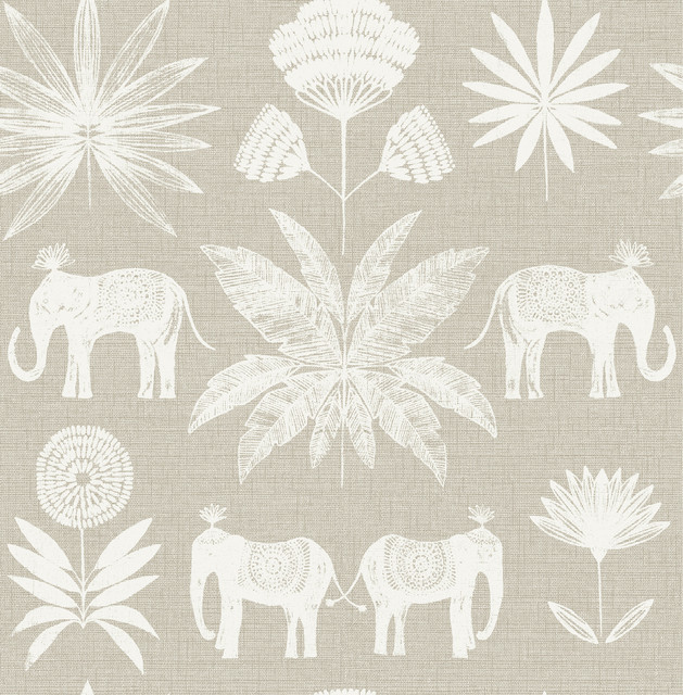 A-Street Prints Bazaar Light Grey Elephant Oasis Wallpaper Seychelles Covers about 56.4 square feet Great Britain Unpasted 20.9-in repeat, straight match 20.5-in by 33-ft long roll - My Fabric Connection - A-Street Prints Bazaar Light Grey Elephant Oasis Wallpaper Seychelles Covers about 56.4 square feet Great Britain Unpasted 20.9-in repeat, straight match 20.5-in by 33-ft long roll - My Fabric Connection -
