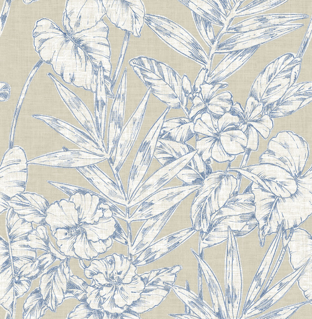 A-Street Prints Fiji Navy Floral Wallpaper Solstice Covers about 56.4 square feet Great Britain Unpasted 20.9-in repeat, straight match 20.5-in by 33-ft long roll - My Fabric Connection - A-Street Prints Fiji Navy Floral Wallpaper Solstice Covers about 56.4 square feet Great Britain Unpasted 20.9-in repeat, straight match 20.5-in by 33-ft long roll - My Fabric Connection -