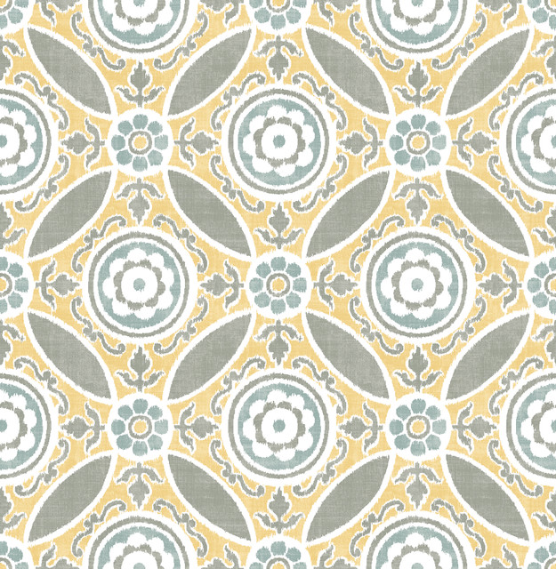 A-Street Prints Maya Yellow Medallion Wallpaper Solstice Covers about 56.4 square feet Great Britain Unpasted 20.9-in repeat, straight match 20.5-in by 33-ft long roll - My Fabric Connection - A-Street Prints Maya Yellow Medallion Wallpaper Solstice Covers about 56.4 square feet Great Britain Unpasted 20.9-in repeat, straight match 20.5-in by 33-ft long roll - My Fabric Connection -