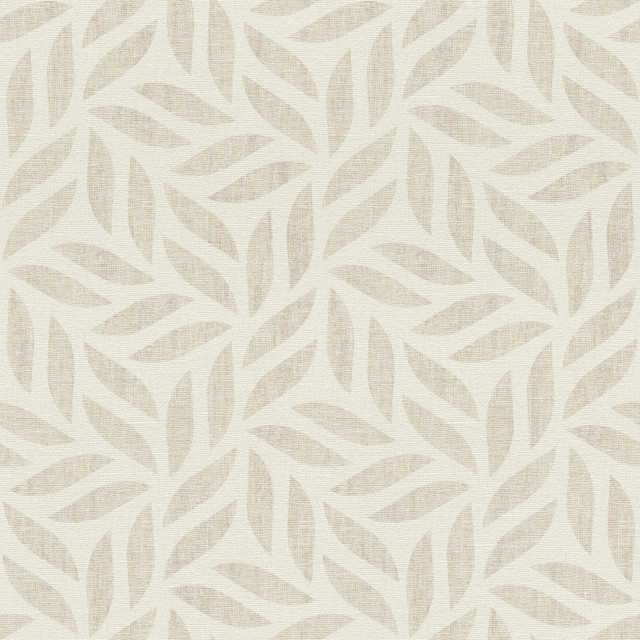Advantage Sagano Taupe Leaf Wallpaper Splash Covers about 57.5 square feet Germany Unpasted 20.9-in repeat, straight match 20.9-in by 33-ft long roll - My Fabric Connection -