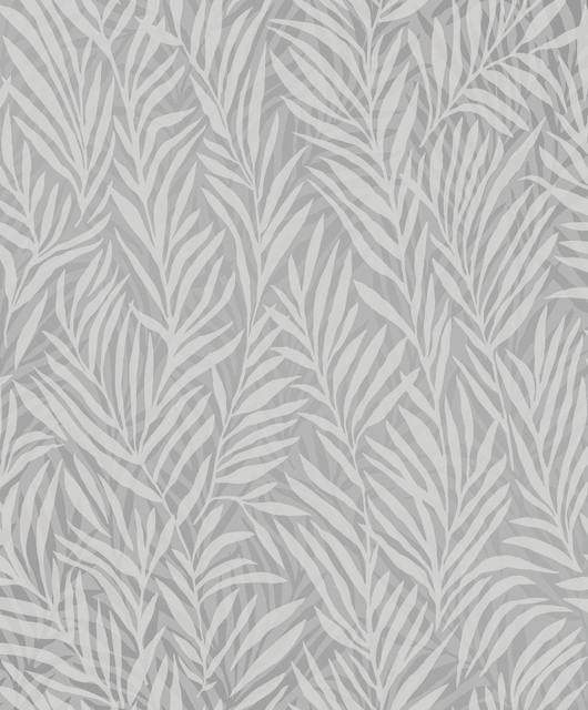 Advantage Holzer Grey Fern Wallpaper Splash Covers about 57.5 square feet France Unpasted 12.6-in repeat, drop match 20.9-in by 33-ft long roll - My Fabric Connection -