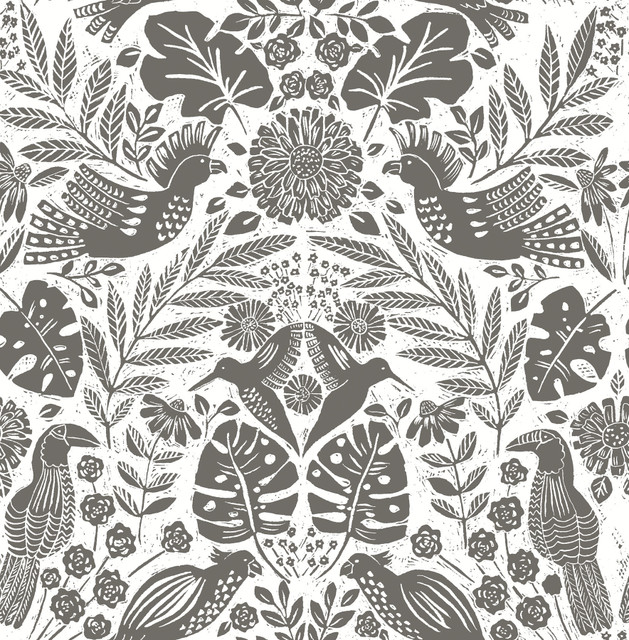A-Street Prints Nestle Charcoal Bird Block Print Wallpaper Terrace Covers about 56.4 square feet Great Britain Unpasted 20.86-in repeat, straight match 20.5-in by 33-ft long roll - My Fabric Connection - A-Street Prints Nestle Charcoal Bird Block Print Wallpaper Terrace Covers about 56.4 square feet Great Britain Unpasted 20.86-in repeat, straight match 20.5-in by 33-ft long roll - My Fabric Connection -