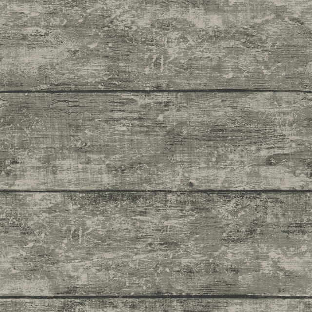 Chesapeake Cabin Charcoal Wood Planks Wallpaper Thoreau Covers about 56.4 square feet United States Prepasted 20.5-in repeat, straight match 20.5-in by 33-ft long roll - My Fabric Connection -