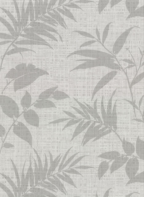 Warner Chandler Light Grey Botanical Faux Grasscloth Wallpaper Warner Textures IX 2754 Main Street Covers about 60.8 square feet United States Unpasted 20.5-in repeat, drop match 27-in by 27-ft long roll - My Fabric Connection -