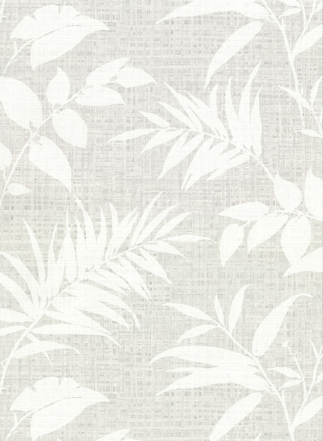 Warner Chandler Grey Botanical Faux Grasscloth Wallpaper Warner Textures IX 2754 Main Street Covers about 60.8 square feet United States Unpasted 20.5-in repeat, drop match 27-in by 27-ft long roll - My Fabric Connection -