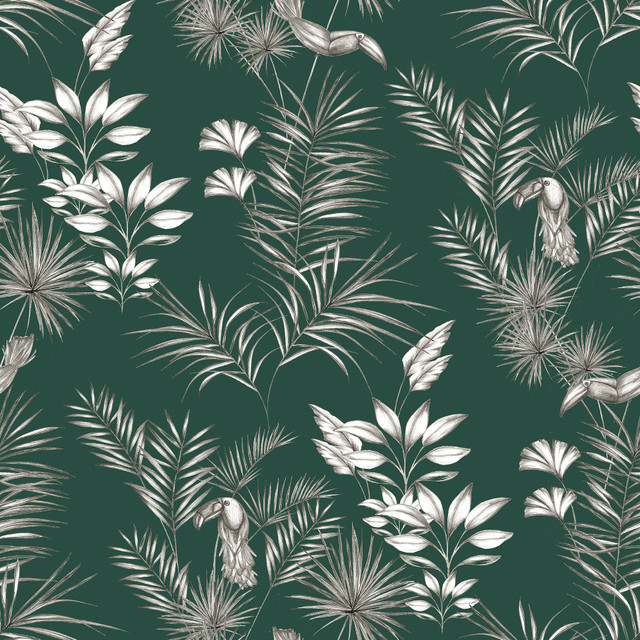 ohpopsi Shelly Green Toucan Toile Wallpaper Wild Covers about 54.2 square feet Great Britain Unpasted 19.7-in repeat, straight match 19.7-in by 33-ft long roll - My Fabric Connection - ohpopsi Shelly Green Toucan Toile Wallpaper Wild Covers about 54.2 square feet Great Britain Unpasted 19.7-in repeat, straight match 19.7-in by 33-ft long roll - My Fabric Connection -
