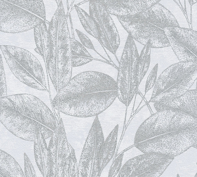 Advantage Suki Silver Leaves Wallpaper Windsong Covers about 57.5 square feet Germany Unpasted 25.2-in repeat, drop match 20.9-in by 33-ft long roll - My Fabric Connection - Advantage Suki Silver Leaves Wallpaper Windsong Covers about 57.5 square feet Germany Unpasted 25.2-in repeat, drop match 20.9-in by 33-ft long roll - My Fabric Connection -