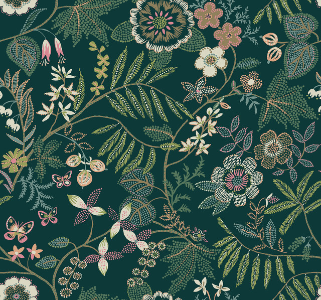 A-Street Prints Marilyn Green Floral Trail Wallpaper Scott Living III Covers about 60.8 square feet United States Unpasted 25.25-in repeat, straight match 27-in by 27-ft long roll - My Fabric Connection - A-Street Prints Marilyn Green Floral Trail Wallpaper Scott Living III Covers about 60.8 square feet United States Unpasted 25.25-in repeat, straight match 27-in by 27-ft long roll - My Fabric Connection -