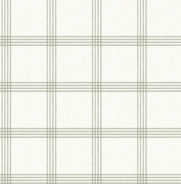 Chesapeake Twain Green Plaid Wallpaper Wildflower Covers about 56.4 square feet Great Britain Unpasted 5.2-in repeat, straight match 20.5-in by 33-ft long roll - My Fabric Connection -