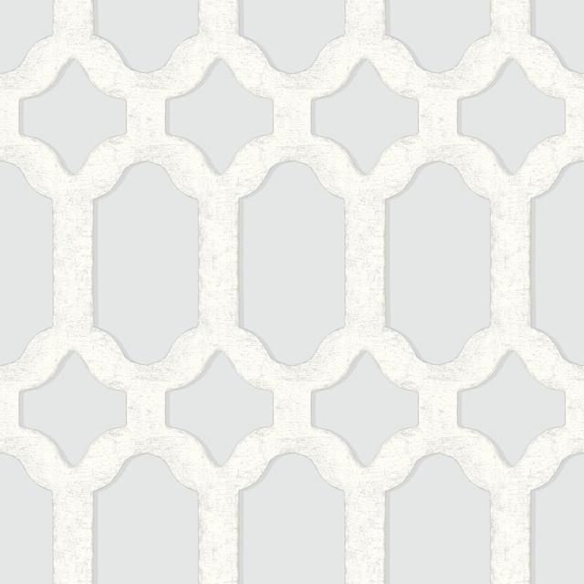 Chesapeake Chervil Sky Blue Trellis Wallpaper Wildflower Covers about 56.4 square feet United States Prepasted 20.5-in repeat, straight match 20.5-in by 33-ft long roll - My Fabric Connection -