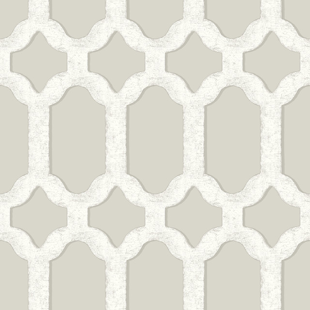 Chesapeake Chervil Light Grey Trellis Wallpaper Wildflower Covers about 56.4 square feet United States Prepasted 20.5-in repeat, straight match 20.5-in by 33-ft long roll - My Fabric Connection -