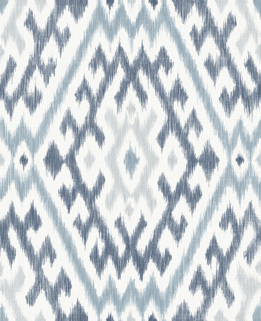 A-Street Prints Solola Blue Ikat Wallpaper Harmony Covers about 56.4 square feet Great Britain Unpasted 25.2-in repeat, straight match 20.5-in by 33-ft long roll - My Fabric Connection - A-Street Prints Solola Blue Ikat Wallpaper Harmony Covers about 56.4 square feet Great Britain Unpasted 25.2-in repeat, straight match 20.5-in by 33-ft long roll - My Fabric Connection -