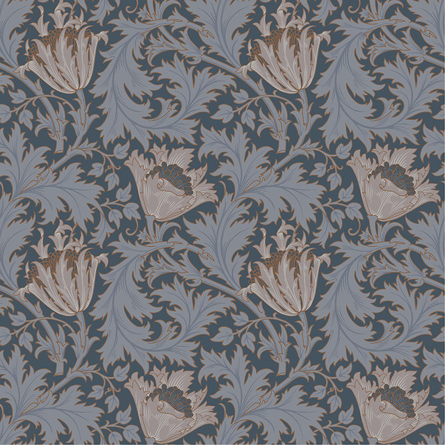 A-Street Prints Anemone Dark Blue Floral Trail Wallpaper Hidden Treasures Covers about 57.5 square feet Sweden Unpasted 10.4-in repeat, straight match 20.9-in by 33-ft long roll - My Fabric Connection - A-Street Prints Anemone Dark Blue Floral Trail Wallpaper Hidden Treasures Covers about 57.5 square feet Sweden Unpasted 10.4-in repeat, straight match 20.9-in by 33-ft long roll - My Fabric Connection -