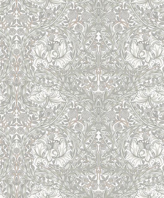 A-Street Prints African Marigold White Floral Wallpaper Hidden Treasures Covers about 57.5 square feet Sweden Unpasted 12.6-in repeat, straight match 20.9-in by 33-ft long roll - My Fabric Connection -