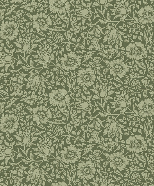 A-Street Prints Mallow Dark Green Floral Vine Wallpaper Hidden Treasures Covers about 57.5 square feet Sweden Unpasted 12.6-in repeat, straight match 20.9-in by 33-ft long roll - My Fabric Connection - A-Street Prints Mallow Dark Green Floral Vine Wallpaper Hidden Treasures Covers about 57.5 square feet Sweden Unpasted 12.6-in repeat, straight match 20.9-in by 33-ft long roll - My Fabric Connection -