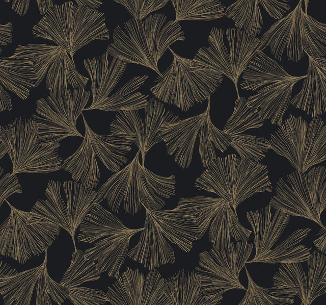Antonina Vella Gingko Toss Black Wallpaper Antonina Vella Dazzling Dimensions Volume II Covers about 60.8 square feet United States Unpasted 25.25-in repeat, straight match 27-in by 27-ft long roll - My Fabric Connection - Antonina Vella Gingko Toss Black Wallpaper Antonina Vella Dazzling Dimensions Volume II Covers about 60.8 square feet United States Unpasted 25.25-in repeat, straight match 27-in by 27-ft long roll - My Fabric Connection -