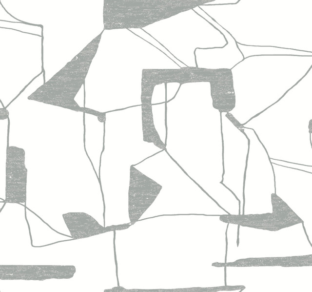 Antonina Vella Abstract Geo White & Silver Wallpaper Antonina Vella Modern Metals Second Edition Covers about 60.5 square feet China Unpasted 25.2-in repeat, drop match 27-in by 26.9-ft long roll - My Fabric Connection - Antonina Vella Abstract Geo White & Silver Wallpaper Antonina Vella Modern Metals Second Edition Covers about 60.5 square feet China Unpasted 25.2-in repeat, drop match 27-in by 26.9-ft long roll - My Fabric Connection -
