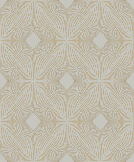 Antonina Vella Harlowe Warm Grey & Gold Wallpaper Antonina Vella Modern Metals Second Edition Covers about 57.2 square feet China Unpasted 12.6-in repeat, straight match 20.8-in by 33-ft long roll - My Fabric Connection -
