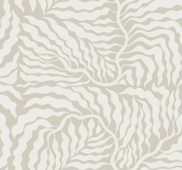 York Wallcoverings Fern Fronds Taupe & White Wallpaper Artistic Abstracts Covers about 60.8 square feet Unpasted 25.25-in repeat, drop match 27-in by 27-ft long roll - My Fabric Connection - York Wallcoverings Fern Fronds Taupe & White Wallpaper Artistic Abstracts Covers about 60.8 square feet Unpasted 25.25-in repeat, drop match 27-in by 27-ft long roll - My Fabric Connection -
