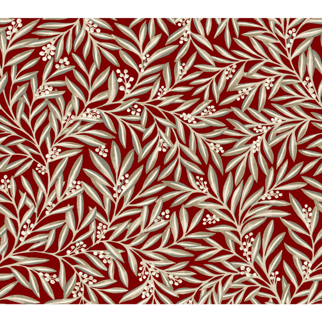 Ronald Redding Rowan Red Wallpaper Arts and Crafts Covers about 60.8 square feet Unpasted 24-in repeat, straight match 27-in by 27-ft long roll - My Fabric Connection - Ronald Redding Rowan Red Wallpaper Arts and Crafts Covers about 60.8 square feet Unpasted 24-in repeat, straight match 27-in by 27-ft long roll - My Fabric Connection -