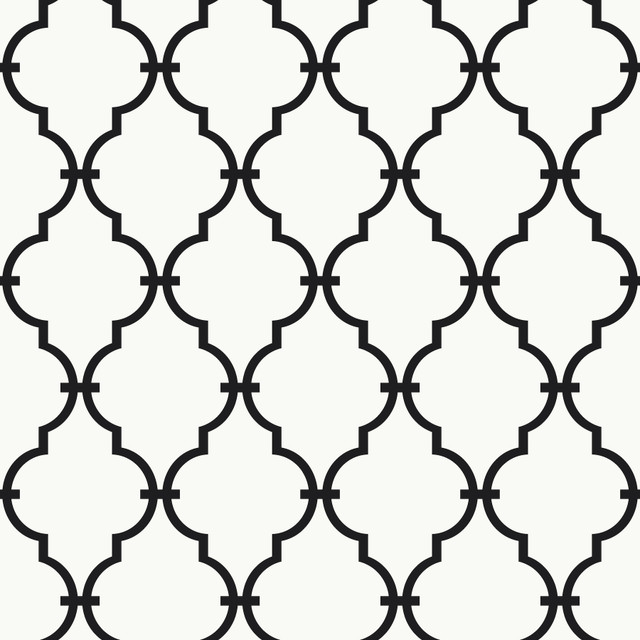 Inspired by Color Modern Trellis Black Wallpaper Black & White, III Covers about 56.4 square feet Prepasted 6.875-in repeat, straight match 20.5-in by 33-ft long roll - My Fabric Connection - Inspired by Color Modern Trellis Black Wallpaper Black & White, III Covers about 56.4 square feet Prepasted 6.875-in repeat, straight match 20.5-in by 33-ft long roll - My Fabric Connection -