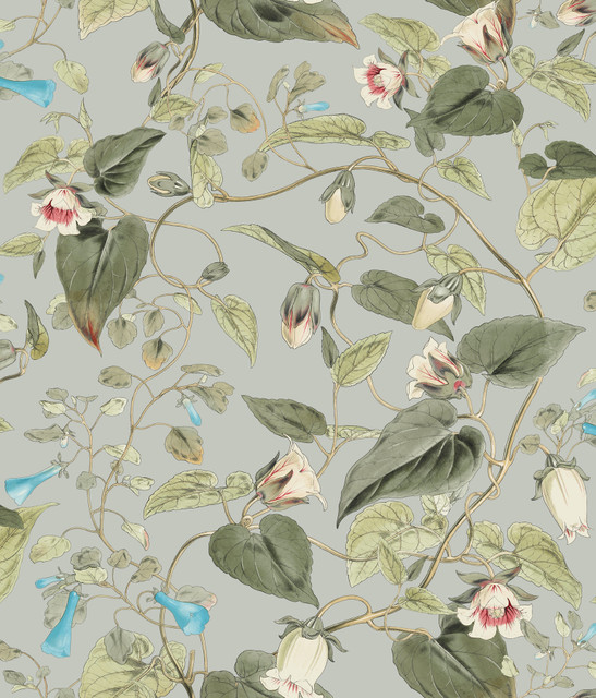 York Wallcoverings Moon Flower Dove Wallpaper Blooms Covers about 56.4 square feet Unpasted 24-in repeat, drop match 20.5-in by 33-ft long roll - My Fabric Connection - York Wallcoverings Moon Flower Dove Wallpaper Blooms Covers about 56.4 square feet Unpasted 24-in repeat, drop match 20.5-in by 33-ft long roll - My Fabric Connection -