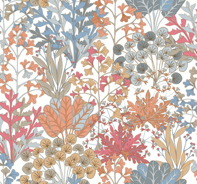 York Wallcoverings Forest Floor Coral Wallpaper Blooms Covers about 60.8 square feet Unpasted 25.25-in repeat, drop match 27-in by 27-ft long roll - My Fabric Connection - York Wallcoverings Forest Floor Coral Wallpaper Blooms Covers about 60.8 square feet Unpasted 25.25-in repeat, drop match 27-in by 27-ft long roll - My Fabric Connection -