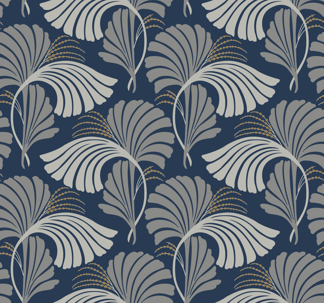 Candice Olson Dancing Leaves Navy Wallpaper Candice Olson After 8 Covers about 60.8 square feet Unpasted 25.25-in repeat, straight match 27-in by 27-ft long roll - My Fabric Connection - Candice Olson Dancing Leaves Navy Wallpaper Candice Olson After 8 Covers about 60.8 square feet Unpasted 25.25-in repeat, straight match 27-in by 27-ft long roll - My Fabric Connection -
