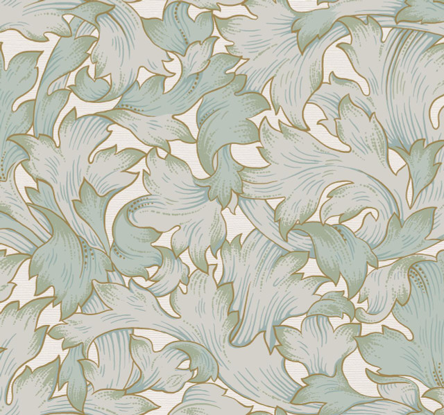 York Wallcoverings Acanthus Toss Beige & Seafoam Wallpaper Earthy Tones Covers about 60.8 square feet Unpasted 25.25-in repeat, drop match 27-in by 27-ft long roll - My Fabric Connection - York Wallcoverings Acanthus Toss Beige & Seafoam Wallpaper Earthy Tones Covers about 60.8 square feet Unpasted 25.25-in repeat, drop match 27-in by 27-ft long roll - My Fabric Connection -