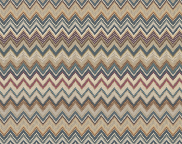 Missoni Happy Zigzag Green & Brown Wallpaper Missoni 4 Covers about 108.1 square feet Unpasted 23.6-in repeat, straight match 39.3-in by 33-ft long roll - My Fabric Connection -