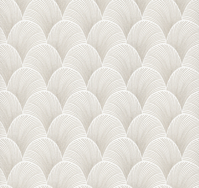 Candice Olson Metallic White Gold Scallop Wallpaper Natural Discovery Covers about 60.8 square feet Unpasted 6.3-in repeat, straight match 27-in by 27-ft long roll - My Fabric Connection - Candice Olson Metallic White Gold Scallop Wallpaper Natural Discovery Covers about 60.8 square feet Unpasted 6.3-in repeat, straight match 27-in by 27-ft long roll - My Fabric Connection -