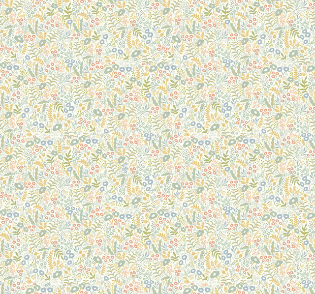 Rifle Paper Co. Tapestry Light Mustard Wallpaper Rifle Paper Co. Covers about 60.8 square feet Unpasted 25.25-in repeat, straight match 27-in by 27-ft long roll - My Fabric Connection -
