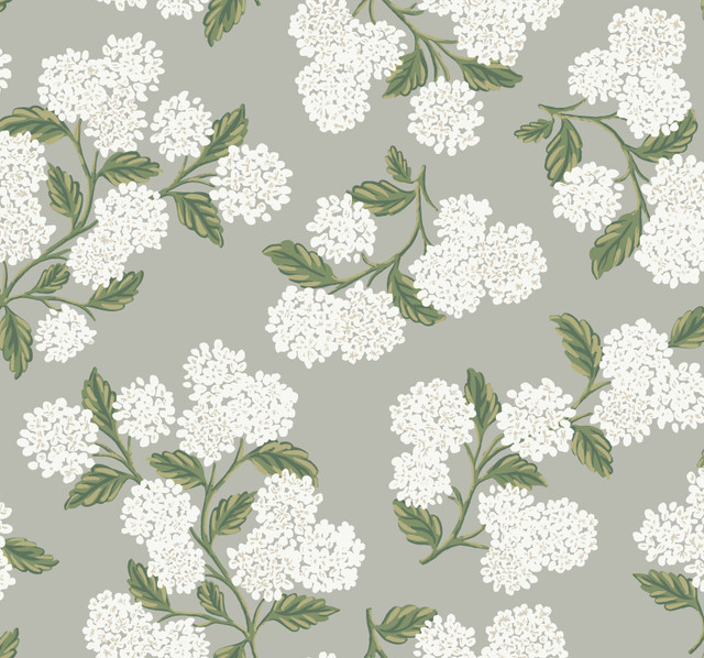 Rifle Paper Co. Hydrangea Grey Wallpaper Rifle Paper Co. Covers about 60.8 square feet Unpasted 25.25-in repeat, drop match 27-in by 27-ft long roll - My Fabric Connection - Rifle Paper Co. Hydrangea Grey Wallpaper Rifle Paper Co. Covers about 60.8 square feet Unpasted 25.25-in repeat, drop match 27-in by 27-ft long roll - My Fabric Connection -