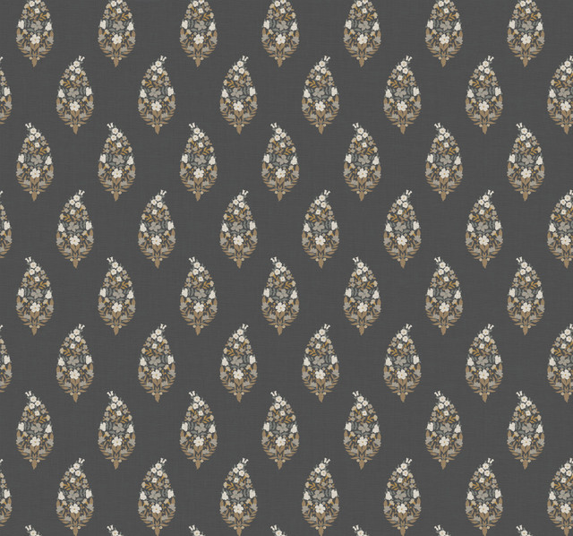Rifle Paper Co. Paisley Black Wallpaper Rifle Paper Co. 3rd Edition Covers about 60.8 square feet Unpasted 25.25-in repeat, straight match 27-in by 27-ft long roll - My Fabric Connection - Rifle Paper Co. Paisley Black Wallpaper Rifle Paper Co. 3rd Edition Covers about 60.8 square feet Unpasted 25.25-in repeat, straight match 27-in by 27-ft long roll - My Fabric Connection -