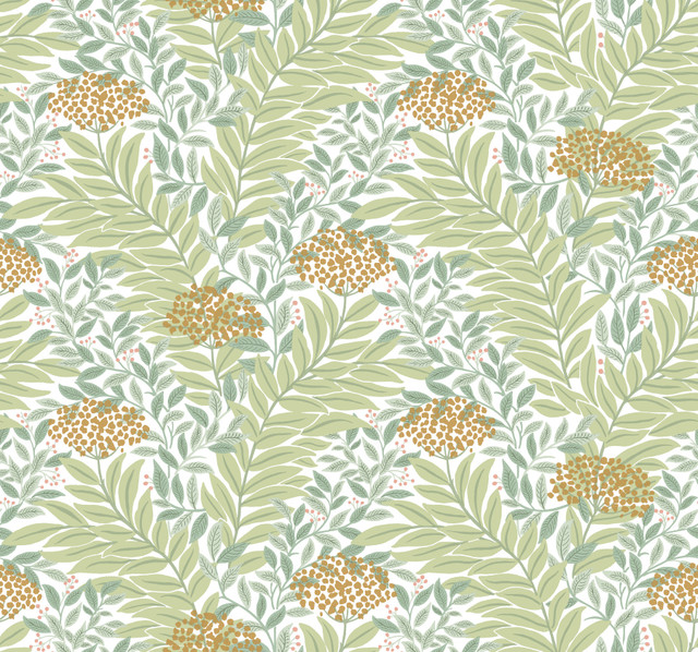 Rifle Paper Co. Highgrove White Wallpaper Rifle Paper Co. 3rd Edition Covers about 60.8 square feet Unpasted 12.625-in repeat, straight match 27-in by 27-ft long roll - My Fabric Connection -