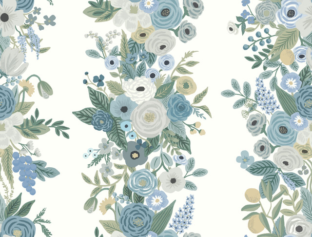 Rifle Paper Co. Garden Party Trellis White & Blue Wallpaper Rifle Paper Co. Second Edition Covers about 60.8 square feet Unpasted 20.5-in repeat, straight match 27-in by 27-ft long roll - My Fabric Connection - Rifle Paper Co. Garden Party Trellis White & Blue Wallpaper Rifle Paper Co. Second Edition Covers about 60.8 square feet Unpasted 20.5-in repeat, straight match 27-in by 27-ft long roll - My Fabric Connection -