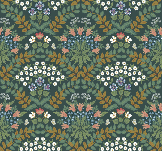 Rifle Paper Co. Bramble Green & Gold Wallpaper Rifle Paper Co. Second Edition Covers about 60.8 square feet Unpasted 25.25-in repeat, straight match 27-in by 27-ft long roll - My Fabric Connection - Rifle Paper Co. Bramble Green & Gold Wallpaper Rifle Paper Co. Second Edition Covers about 60.8 square feet Unpasted 25.25-in repeat, straight match 27-in by 27-ft long roll - My Fabric Connection -