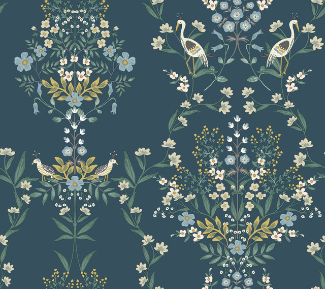 Rifle Paper Co. Luxembourg Blue & Green Wallpaper Rifle Paper Co. Second Edition Covers about 60.8 square feet Unpasted 24-in repeat, straight match 27-in by 27-ft long roll - My Fabric Connection - Rifle Paper Co. Luxembourg Blue & Green Wallpaper Rifle Paper Co. Second Edition Covers about 60.8 square feet Unpasted 24-in repeat, straight match 27-in by 27-ft long roll - My Fabric Connection -