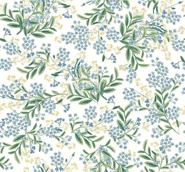 Rifle Paper Co. Cornflower White & Green Wallpaper Rifle Paper Co. Second Edition Covers about 60.8 square feet Unpasted 25.25-in repeat, straight match 27-in by 27-ft long roll - My Fabric Connection - Rifle Paper Co. Cornflower White & Green Wallpaper Rifle Paper Co. Second Edition Covers about 60.8 square feet Unpasted 25.25-in repeat, straight match 27-in by 27-ft long roll - My Fabric Connection -