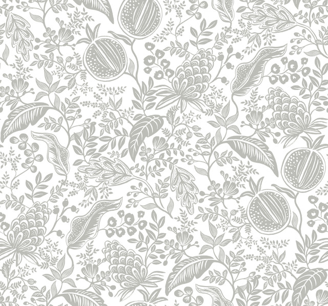 Rifle Paper Co. Pomegranate White & Black Wallpaper Rifle Paper Co. Second Edition Covers about 60.8 square feet Unpasted 25.25-in repeat, straight match 27-in by 27-ft long roll - My Fabric Connection - Rifle Paper Co. Pomegranate White & Black Wallpaper Rifle Paper Co. Second Edition Covers about 60.8 square feet Unpasted 25.25-in repeat, straight match 27-in by 27-ft long roll - My Fabric Connection -