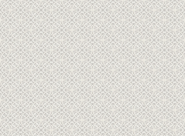 York Wallcoverings Lacey Circle Geo Grey Wallpaper Silhouettes Covers about 60.8 square feet Prepasted 3-in repeat, straight match 27-in by 27-ft long roll - My Fabric Connection -