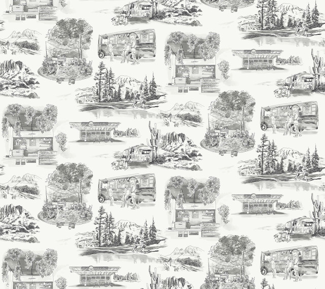 York Wallcoverings Modern Vista Toile Black Wallpaper Toile Resource Library Covers about 60.8 square feet Prepasted 12-in repeat, straight match 27-in by 27-ft long roll - My Fabric Connection - York Wallcoverings Modern Vista Toile Black Wallpaper Toile Resource Library Covers about 60.8 square feet Prepasted 12-in repeat, straight match 27-in by 27-ft long roll - My Fabric Connection -