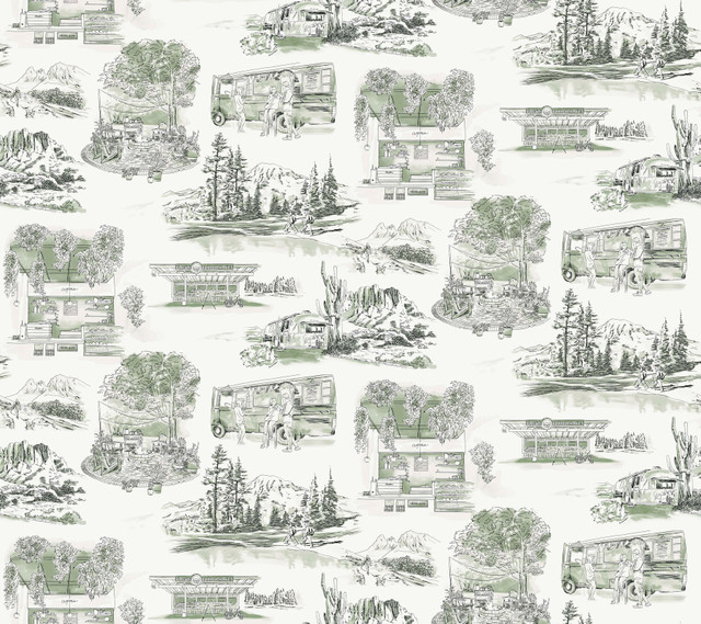York Wallcoverings Modern Vista Toile Evergreen Wallpaper Toile Resource Library Covers about 60.8 square feet Prepasted 12-in repeat, straight match 27-in by 27-ft long roll - My Fabric Connection - York Wallcoverings Modern Vista Toile Evergreen Wallpaper Toile Resource Library Covers about 60.8 square feet Prepasted 12-in repeat, straight match 27-in by 27-ft long roll - My Fabric Connection -