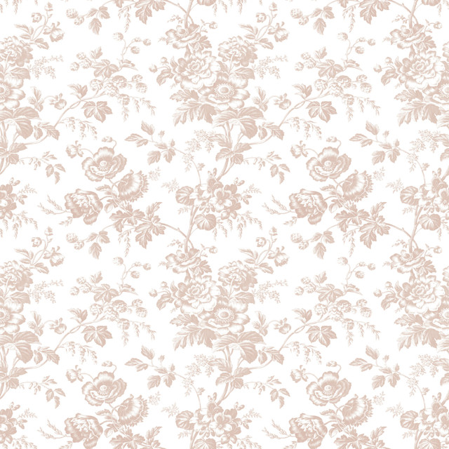 York Wallcoverings Anemone Toile Blush Wallpaper Toile Resource Library Covers about 56.4 square feet Prepasted 20.5-in repeat, straight match 20.5-in by 33-ft long roll - My Fabric Connection -