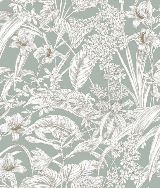 York Wallcoverings Orchid Conservatory Toile Seamist & Taupe Wallpaper Toile Resource Library Covers about 56.4 square feet Unpasted 24-in repeat, drop match 20.5-in by 33-ft long roll - My Fabric Connection - York Wallcoverings Orchid Conservatory Toile Seamist & Taupe Wallpaper Toile Resource Library Covers about 56.4 square feet Unpasted 24-in repeat, drop match 20.5-in by 33-ft long roll - My Fabric Connection -