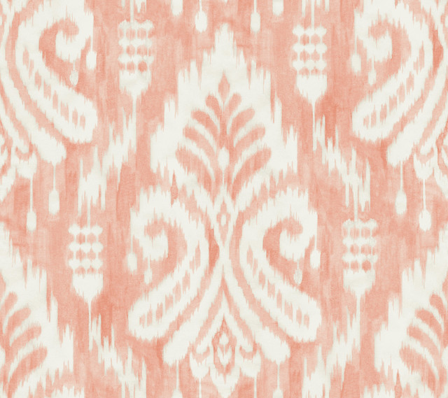 York Wallcoverings Hawthorne Ikat Coral Wallpaper Tropics Resource Library Covers about 60.8 square feet Prepasted 24-in repeat, straight match 27-in by 27-ft long roll - My Fabric Connection - York Wallcoverings Hawthorne Ikat Coral Wallpaper Tropics Resource Library Covers about 60.8 square feet Prepasted 24-in repeat, straight match 27-in by 27-ft long roll - My Fabric Connection -