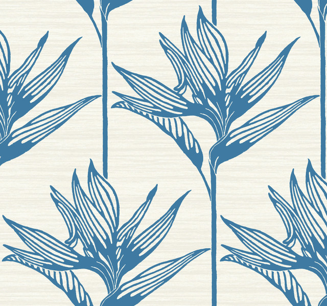 York Wallcoverings Bird of Paradise Blue Wallpaper Tropics Resource Library Covers about 60.8 square feet Prepasted 25.25-in repeat, drop match 27-in by 27-ft long roll - My Fabric Connection - York Wallcoverings Bird of Paradise Blue Wallpaper Tropics Resource Library Covers about 60.8 square feet Prepasted 25.25-in repeat, drop match 27-in by 27-ft long roll - My Fabric Connection -