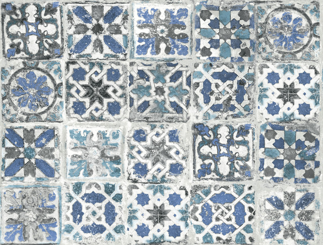 York Wallcoverings Encaustic Tile Blue Peel & Stick Wallpaper Grasscloth, Wood & Stone Covers about 45 square feet Peel & Stick 20.5-in repeat, straight match 27-in by 20-ft long roll - My Fabric Connection - York Wallcoverings Encaustic Tile Blue Peel & Stick Wallpaper Grasscloth, Wood & Stone Covers about 45 square feet Peel & Stick 20.5-in repeat, straight match 27-in by 20-ft long roll - My Fabric Connection -